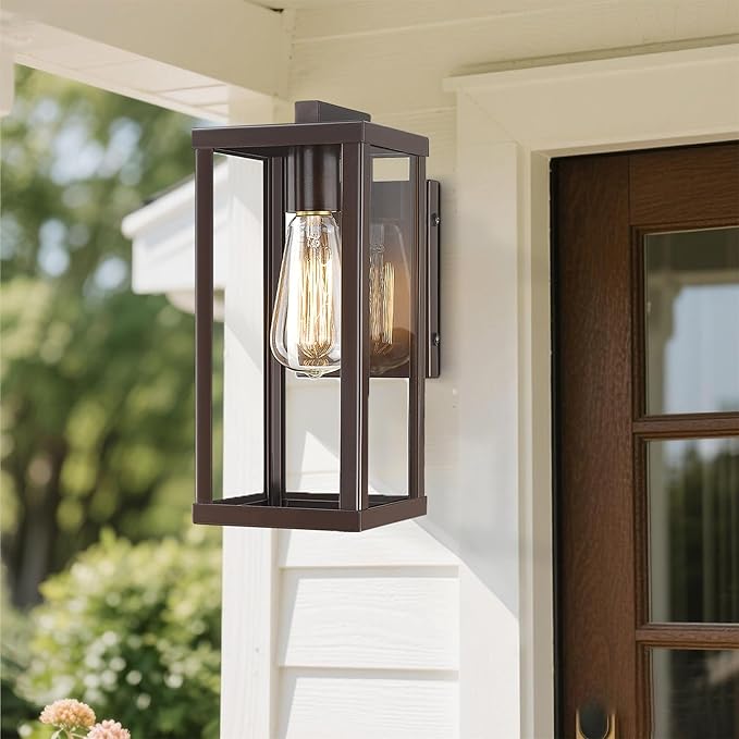 Outdoor Wall Lantern, Exterior Wall Mount Lights, Outdoor Wall Sconces, Wall Lighting Fixture, Outdoor Wall Lantern, Wall Lamp in Oil Rubbed Finish with Clear Glass (ORB, 2 Pack)