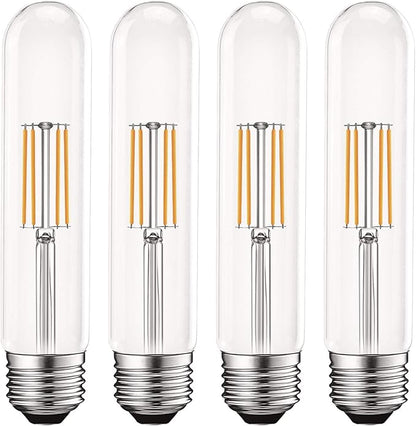 LUXRITE Vintage T9 LED Tube Light Bulbs 60W Equivalent, 2700K Warm White, 550 Lumens, Dimmable Edison Tubular Light Bulbs 5W, Clear Glass, LED Filament Bulb, UL Listed, E26 Standard Base (4 Pack)