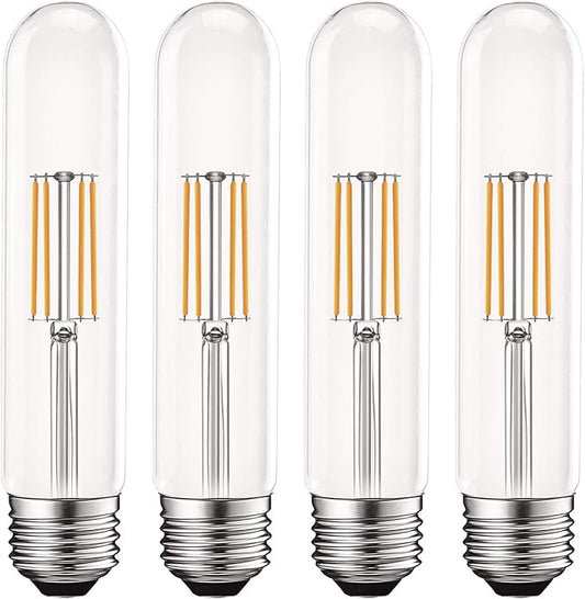 LUXRITE Vintage T9 LED Tube Light Bulbs 60W Equivalent, 2700K Warm White, 550 Lumens, Dimmable Edison Tubular Light Bulbs 5W, Clear Glass, LED Filament Bulb, UL Listed, E26 Standard Base (4 Pack)