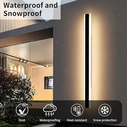 71inch Long Modern LED Outdoor Wall Light, Black Outside Wall Sconces Lamps, 3 Color 3000K/4500K/6000K, IP65 Waterproof, Exterior Lighting Fixtures for Patio, Garage, Yard, Porch