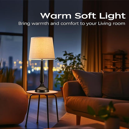 PARTPHONER Cordless Table Lamp, 5000mAh Battery Rechargeable Touch Lamp, 3-Level Brightness Bedside Lamps, Modern Black Iron Design, Desk Lamp for Patio Camping, Dining, Home