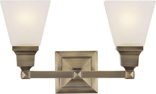 Livex Lighting 1032-01 Mission 2-Light Bath Light, Antique Brass