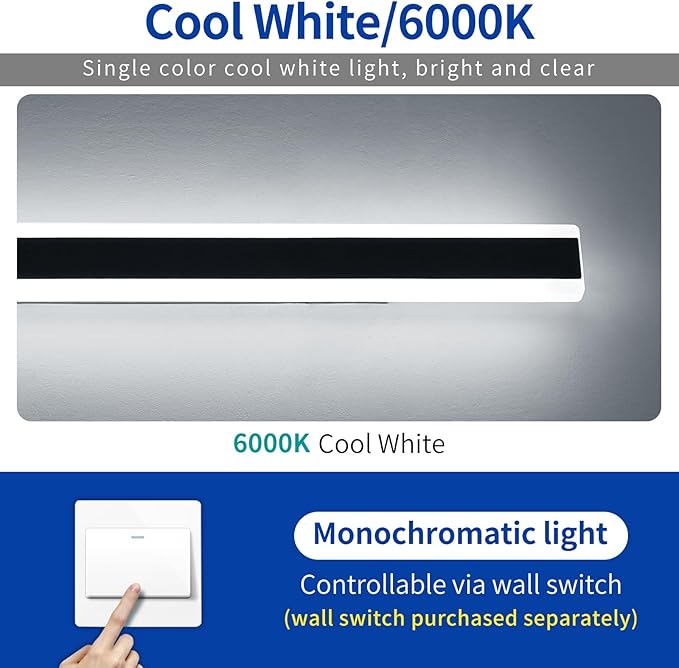2 Pack 71inch Long Outside Wall Light Fixture, 6000K Cold White, Modern Outdoor Wall Sconce, IP65 Waterproof, 60W, Black Exterior LED Linear Lights for House, Garage, Patio, Balcony