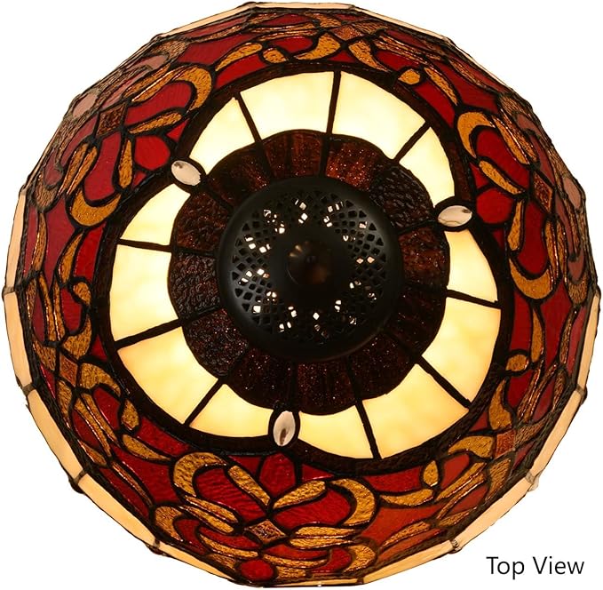 Bieye L10869 Baroque Tiffany Style Stained Glass Table Lamp for Home Decoration (12-inch, Red)