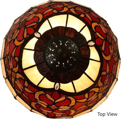 Bieye L10869 Baroque Tiffany Style Stained Glass Table Lamp for Home Decoration (12-inch, Red)
