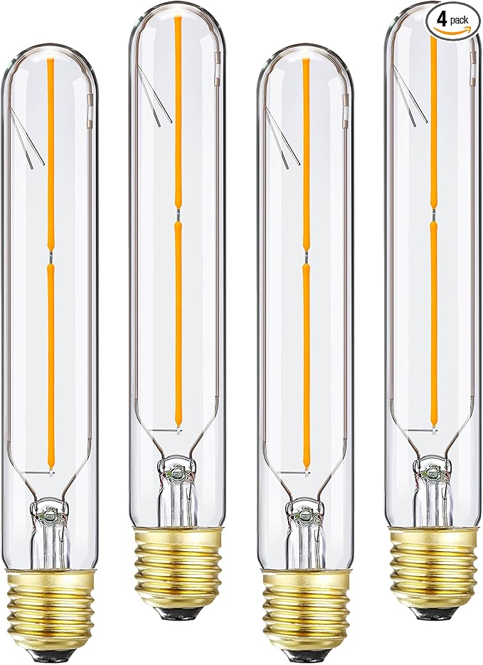 Tubular E26 LED Bulb 4W Equal 40 Watt Warm White 2700K E26 Edison AC120V 400lm Tube T9 T10 LED Light Bulb for Rustic Pendant,Chandeliers,Wall sconces 4Pack