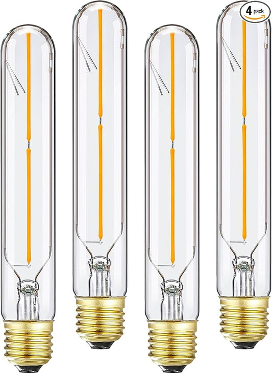 Tubular E26 LED Bulb 4W Equal 40 Watt Warm White 2700K E26 Edison AC120V 400lm Tube T9 T10 LED Light Bulb for Rustic Pendant,Chandeliers,Wall sconces 4Pack