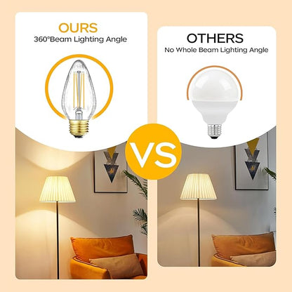 Leools E26 Vintage Edison Bulbs 8W Dimmable LED Bulbs Soft White 3000K 800lm 120V AC E26 Medium Base Light Bulbs for Pendant Light Fixture，6 Pack