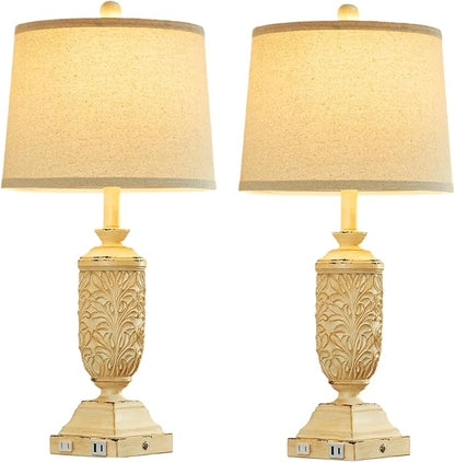 26.5" Farmhouse Table Lamp Set of 2, 3-Way Dimmable Touch Control Bedside Lamps Vintage Rustic Side Table Nightstand Lamps for Bedroom Living Room Study Room