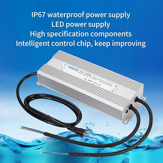 LED Driver 24V1200W Waterproof Power Supply AC90-132V to DC24V50A High Power Switching Power Supply IP67 Transformer Suitable for Indoor and Outdoor LED Lighting and Any 24V DC Equipment