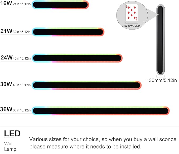 TODOLUZ 2-Pack 60-Inch RGB Long Linear Outdoor Wall Light Fixture, IP65 Waterproof 36W Dimmable LED Wall Sconce Lighting with Remote Control for Garage Doorway