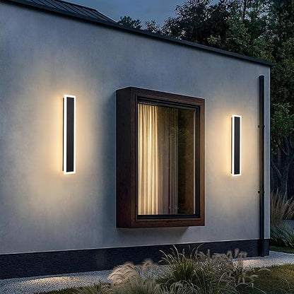 2-Pack Modern Outdoor Lights Led Exterior Light Fixture 23.6in Porch & Patio Light 3000-6000K Frosted White Acrylic Outdoor Sconce Watetproof Suitable for Garage Entry House