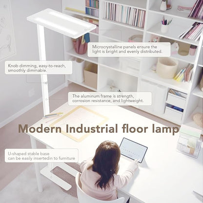 120W LED Floor Lamp, 76.8" Tall Reading Light, 10000LM Knob Dimming Standing Lamp, Full Spectrum Eye Care Reading Lamp, 4000K Natural Daylight for Study Room, Office, Living Room, Bedroom (White)
