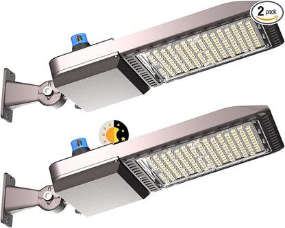 Lightdot 320W LED Parking Lot Lights Outdoor Arm Mount (48000lmEqv 1200W HPS) 5000K Parking Lot Lights Commercial with Smart Photocell Outdoor LED Pole Light for Parking Lot,Yard,Driveway- 2Pack