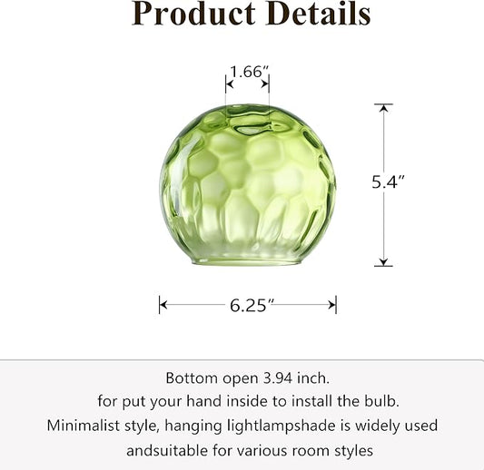 6.3 Inch Replacement Green Hammer Glass Lamp Shade Light Fixture for 3 Pack Replacement Wall Sconce Pendant Light Ceiling Light Chandelier Shade,Factory Outlet