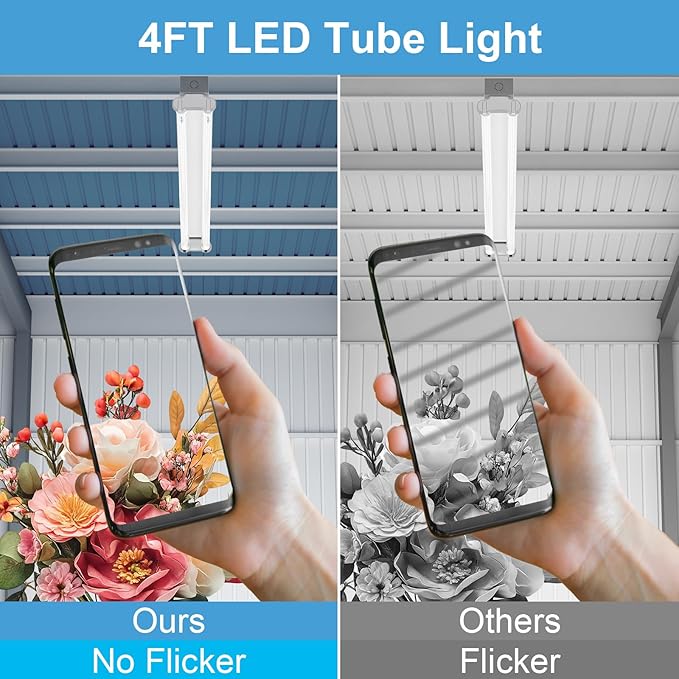 T8 LED Tube Light Bulbs 4 Foot 20W 40W Equivalent, 4000K Natural White 2000LM, T8 T10 T12 Fluorescent Replacement, Dual-end Powered Ballast Bypass, Clear Cover ETL Listed for Shop, 10-Pack