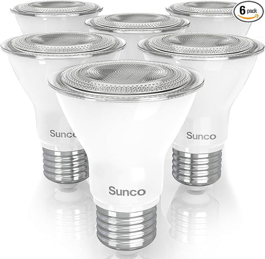 Sunco 6 Pack PAR20 LED Bulbs, Flood Light Bulb Outdoor, 500 LM, 7W (50W Equivalent), 5000K Daylight, E26 Medium Base, Dimmable, Track Lighting for Indoor/Outdoor Use, Wet Rated UL.