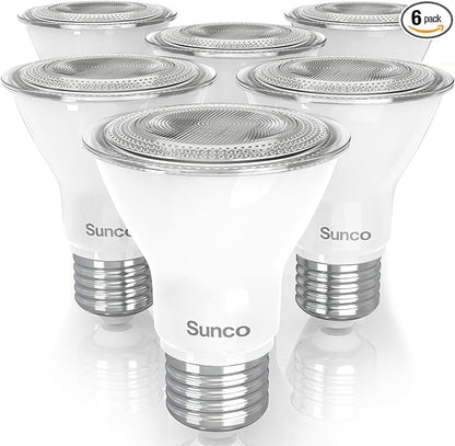 Sunco 6 Pack PAR20 LED Bulbs, Flood Light Bulb Outdoor, 500 LM, 7W (50W Equivalent), 2700K Soft White, E26 Medium Base, Dimmable, Track Lighting for Indoor/Outdoor Use, Wet Rated UL.