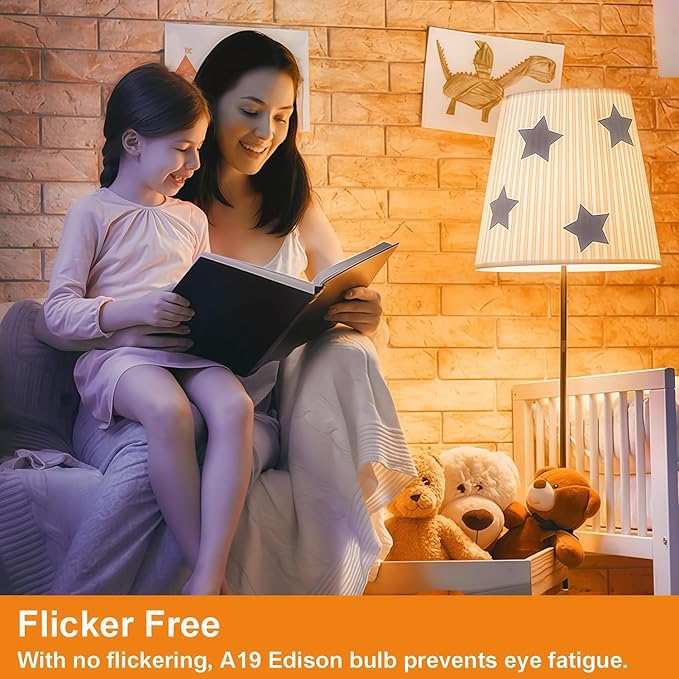 Vinaco A19 Dimmable LED Bulb 2700K Warm White, 6 PCS A19 Edison Bulb, 8W Equal 60W Clear Light Bulbs, Long Lasting 806LM Edison Bulbs E26 LED CRI85+ for Living Room, Chandelier