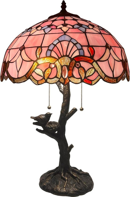 Table Lamp Base Replacement Only, Wide 7 Height 23 Inch, Fit for 12, 14, 16, 18 Inch Tiffany Style Stained Glass Lampshade, Dark Bronze Finish, Resin, Pull Chain Switch(F (W7H23 Inch))