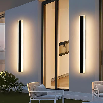 2 Pack Long Outdoor Wall Sconce, 47.2inch Modern Exterior Light Fixture, IP65 Waterproof, 3000K-6000K Dimmable with Remote Control, Linear Wall Mount Lighting for Patio, Garden, Garage