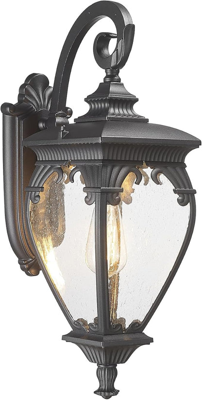 Large Outdoor Wall Lights Exterior Lighting Fixtures, 24.6 Inch Waterproof Large Outdoor Lanterns for Porch Light Fixture, Black Exterior Sconce Light for Outside House Patio Garage