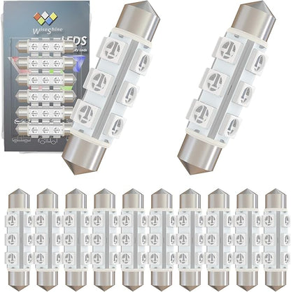 360 deg 44mm DC 12V 569 578 Festoon LED Car Bulb Red, 212-2 LED Bulbs for Automotive Interior Door Cargo Lights Non Polarity(Pack 12)