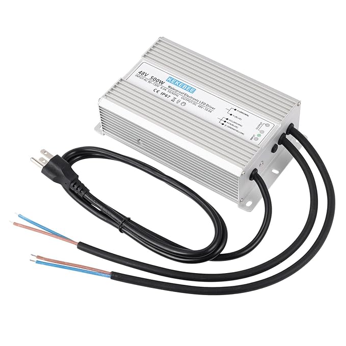 LED Driver 48V500W Waterproof Power Supply AC90-130V to DC48V10.4A Low Voltage Transformer IP67 Switching Power Supply Suitable for Indoor and Outdoor LED Lighting and Any 48V DC Equipment