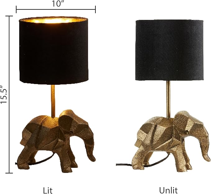 River of Goods 15.5'' H Black Drum Shade with Novelty Elephant Base Table Lamp
