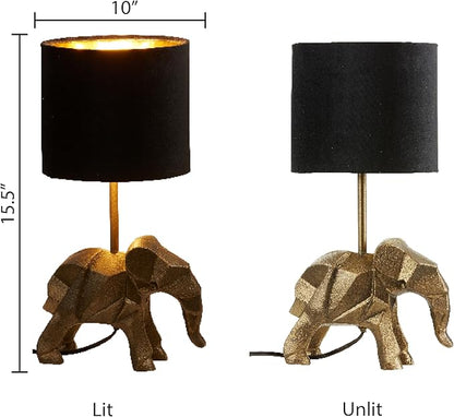 River of Goods 15.5'' H Black Drum Shade with Novelty Elephant Base Table Lamp