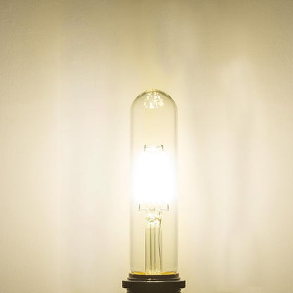 T10 Tubular Led Bulbs 60w Equivalent, Dimmable 5.25 Inch Led Tube Bulb, E26 T30 Edison Tubular Clear Light Bulbs, 5000K Cool White Long Skinny 6W 10 Pack
