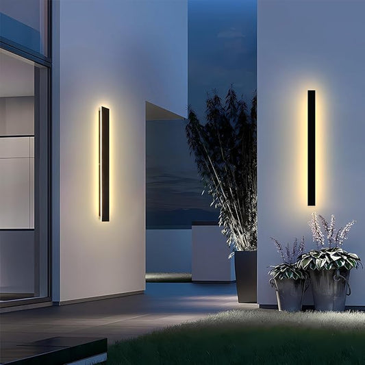2 Pack Modern Outdoor Wall Lights 39.4 Inch 3000K LED Outdoor Wall Light for House Exterior Wall Garage Entrance Lighting Fixtures IP65 Long Strip Wall Sconces for Doorway Patio Passage