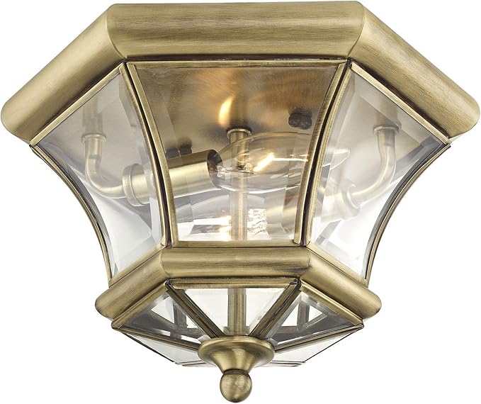 Livex Lighting 7052-01 Monterey/Georgetown 2 Light Ceiling Mount, Antique Brass
