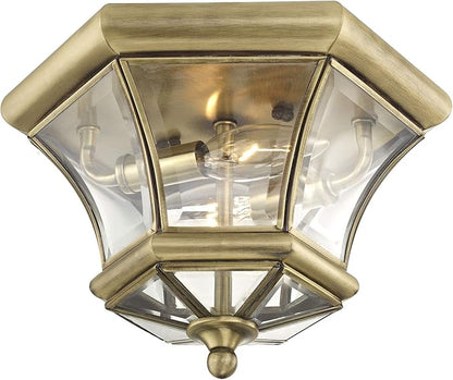 Livex Lighting 7052-01 Monterey/Georgetown 2 Light Ceiling Mount, Antique Brass