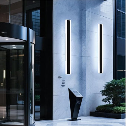 Mikeru 2Pack 39.3inch Long Led Wall Light, 6000k Cool White Modern Outdoor Wall Light Ip65 Waterproof Black Acrylic Porch Exterior Lighting Fixtures, Exterior Wall Mount Lights