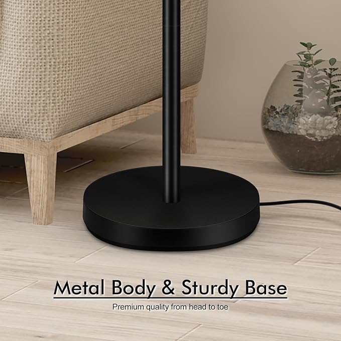 30W Torchiere Floor Lamp - 3600LM Super Bright LED Floor Lamp, 71 Inch Stepless Dimmable Standing Lamp with 3000K Lighting, Rotary Switch, Tall Metal Torch Floor lamps for Living Room/Bedroom (Black)