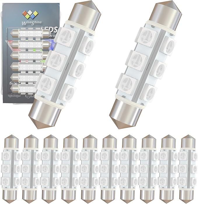 360 deg 44mm DC 24V Festoon LED Bulb 578 569 Amber Yellow,561 562 566 6413 LED Car Bulb for Truck Interior Door Cargo Lights Non Polarity(Pack 12)
