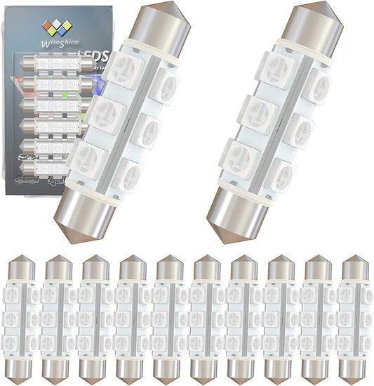 360 deg 44mm DC 12V Festoon LED Bulb 578 569 Amber Yellow,561 562 566 6413 LED Car Bulb for Automotive Interior Door Cargo Lights Non Polarity(Pack 12)