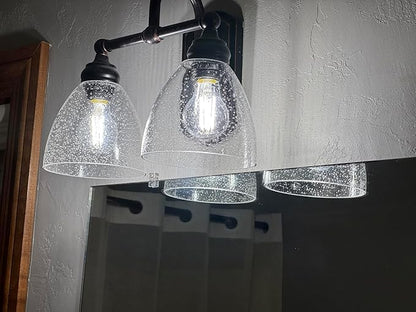 Bell Shade Lighting Fixture Glass Shade Replacement, 5.9"W x 5"H, 1-5/8 Inch Fitter, 3 Pack Clear Seeded Bubble Glass Shade Globe Cover for Chandelier Pendant Light Wall Sconce