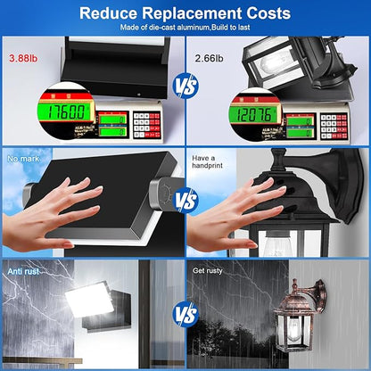 ledmo LED Flood Lights Outdoor 60W - Rotatable 360 Adjustable Head Switch Control Exterior Lighting Fixture Wall Pack Commercial Security 5000K Waterporof Yard Wall Mount Garage Barn Yard Lights