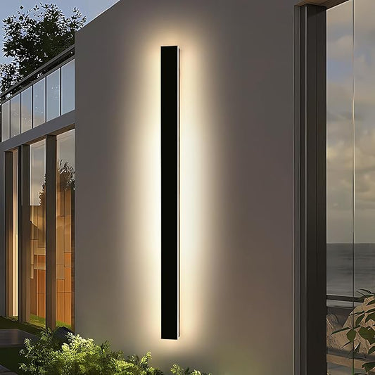 Modern Outdoor Wall Light, 71inch Black Exterior Wall Mount Light Fixtures, 3 Color 3000K/4500K/6000K, IP65 Waterproof, Porch Wall Sconce, Long Linear Outside Lighting for Patio Garage Garden