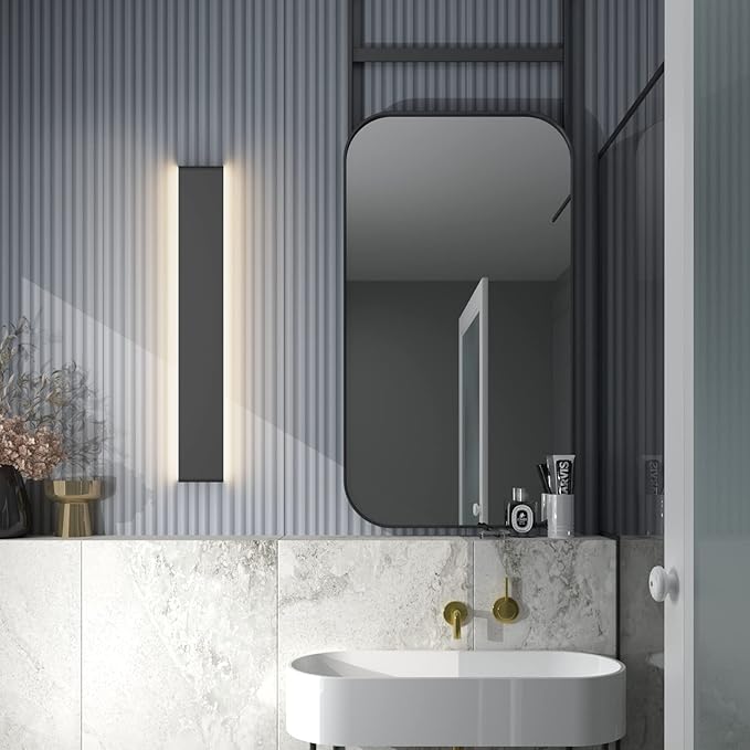 Ralbay 39.3inch Modern Black Vanity Light Fixtures LED Bathroom Wall Light Up and Down Bathroom Lighting Fixtures Warm White Light 3000K