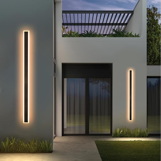 47 Inch Long Outdoor Wall Lights 3000K Black Exterior Light Fixtures Wall Mount Modern Porch Lights Sconce Long LED Modern Outdoor Wall Sconce for House Front Door