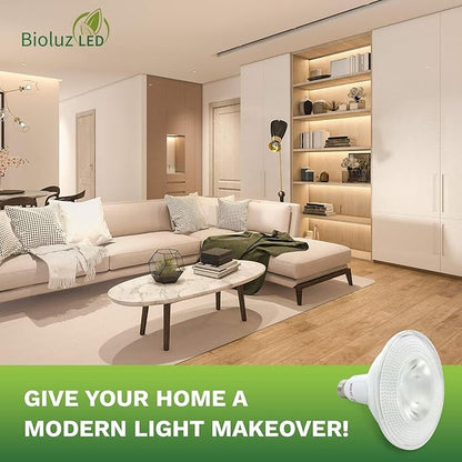 Bioluz LED 4 Pack PAR38 LED Light Bulb 90W Equivalent Using 13W 3000K Soft White 1050 Lumens E26 Base Dimmable Flood Light Bulbs Indoor/Outdoor UL Listed FCC RoAS Compliant High Efficacy LED Bulbs