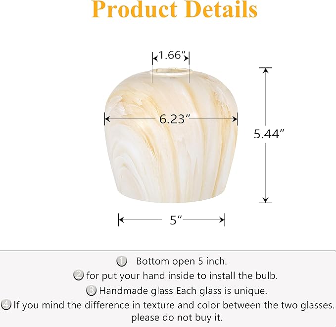3 Pack 6.23 Inch Painting Glass Lamp Shade Pendant Ceiling Chandelier Wall Sconce Light Replacement Oval Painting Glass Shade Fixture Over Sink Kitchen Island