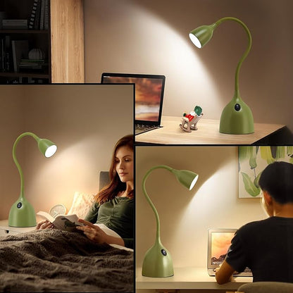 Gooseneck Desk Lamp 360° LED Flexible Reading Light Small Desk Lamps for Small Spaces Home Office Bedroom College Dorm Desk Bookshelf Nightstand Table Lamp (Green)