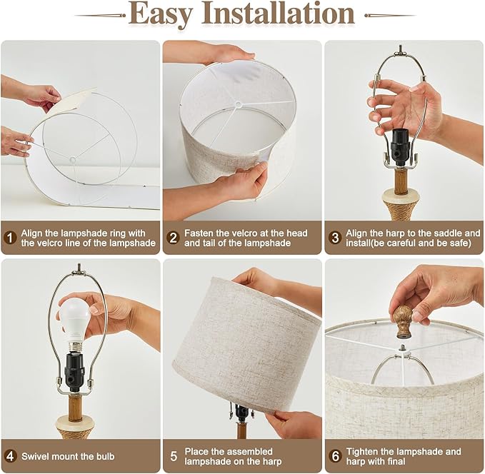 Table Lamp for Bedroom Set of 2 - Bedside Table Lamps with Adjustable Color Temperatures - Boho Rattan Lamps for Nightstand with USB A+C Charging Ports Farmhouse Living Room Lamp Bulb Included