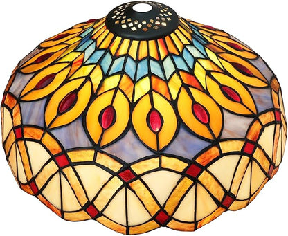 Tiffany Style Lamp Shade, 12 Inch Yellow Peacock Stained Glass Lamp Shade Replacement Vintage Creativity Lamp Cover Accessories Fit for Table Lamp Pendant Light Ceiling Light