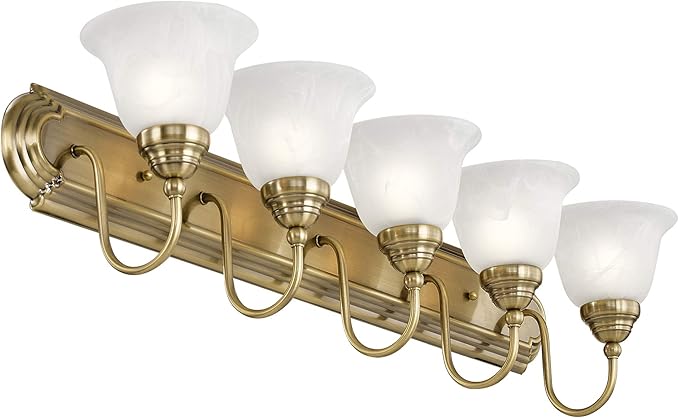 Livex Lighting 1005-01 Belmont 5-Light Bath Light, Antique Brass, 36 x 8.5 x 8.5