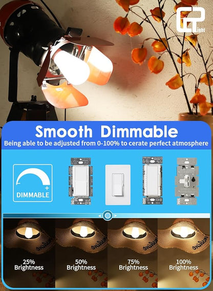 CRLight Dimmable Opal LED Edison Bulbs - 6W (65W Eqv) 650LM 4000K Neutral White, ST58 = ST19 E26 Base, Coated Inside White Milky Glass Vintage Filament Light, 10 Pack